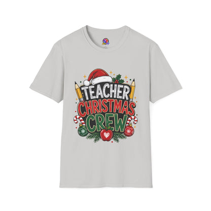 Teacher Christmas Crew T-Shirt — Holiday School Staff Tee with Santa Hat & Pencils