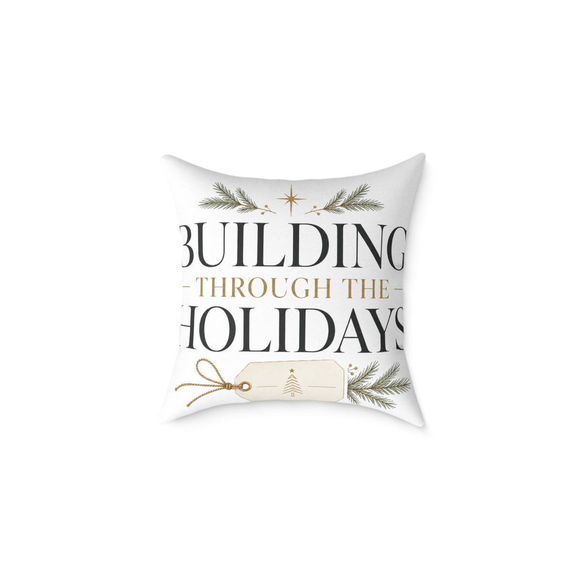 Christmas Holiday Building Through the Holidays Square Pillow — Christmas Decorative Throw Pillow