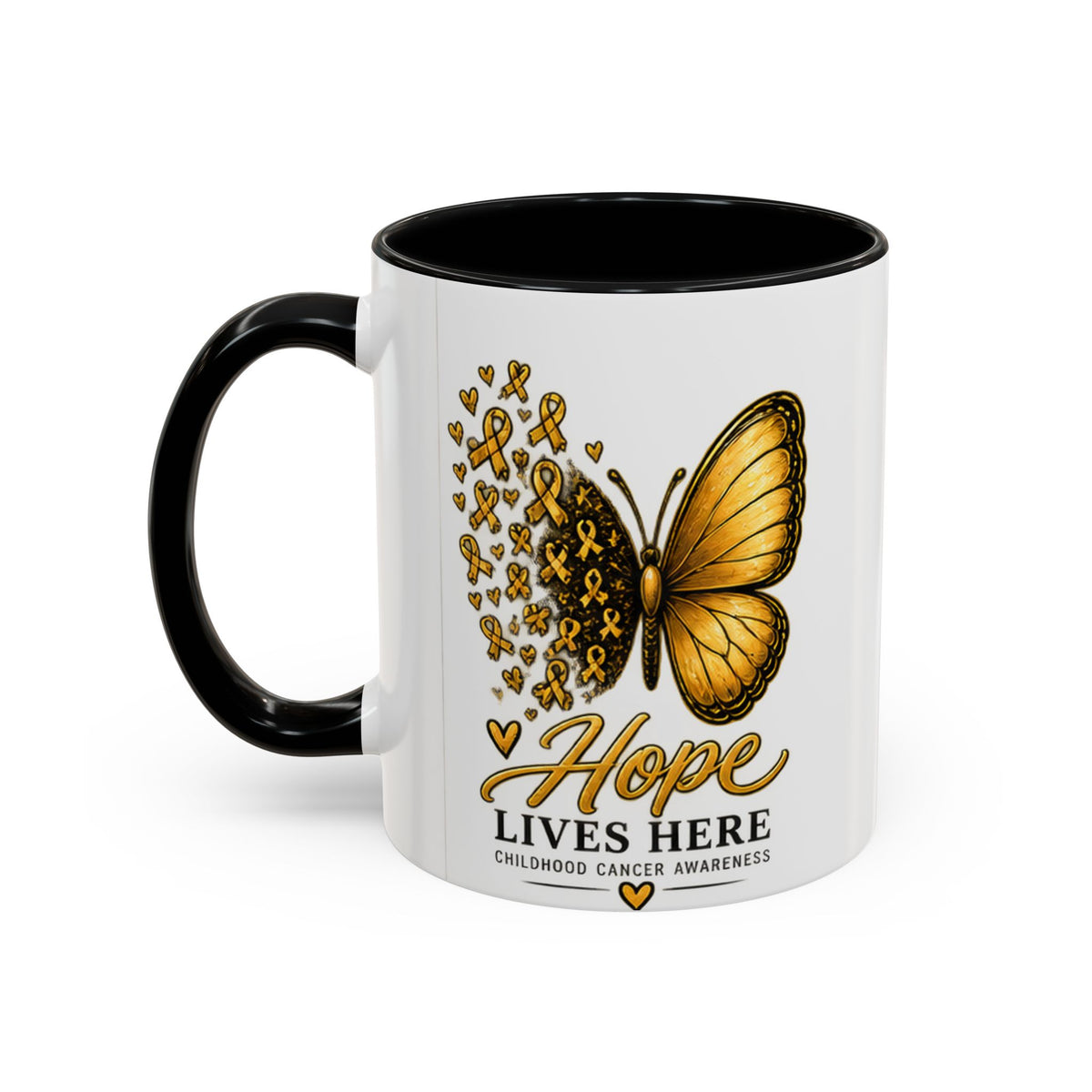 Hope Lives Here Childhood Cancer Awareness Accent Coffee Mug