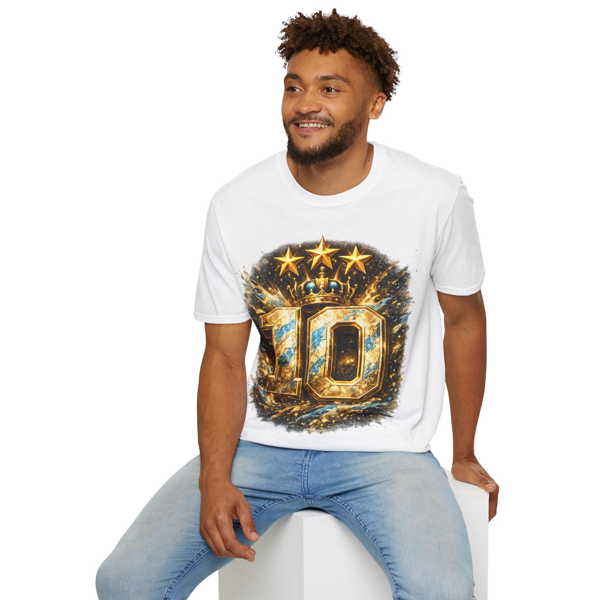 Argentina, MESSI #10 T-Shirt — Gold Crown '10' Victory Graphic Tee
