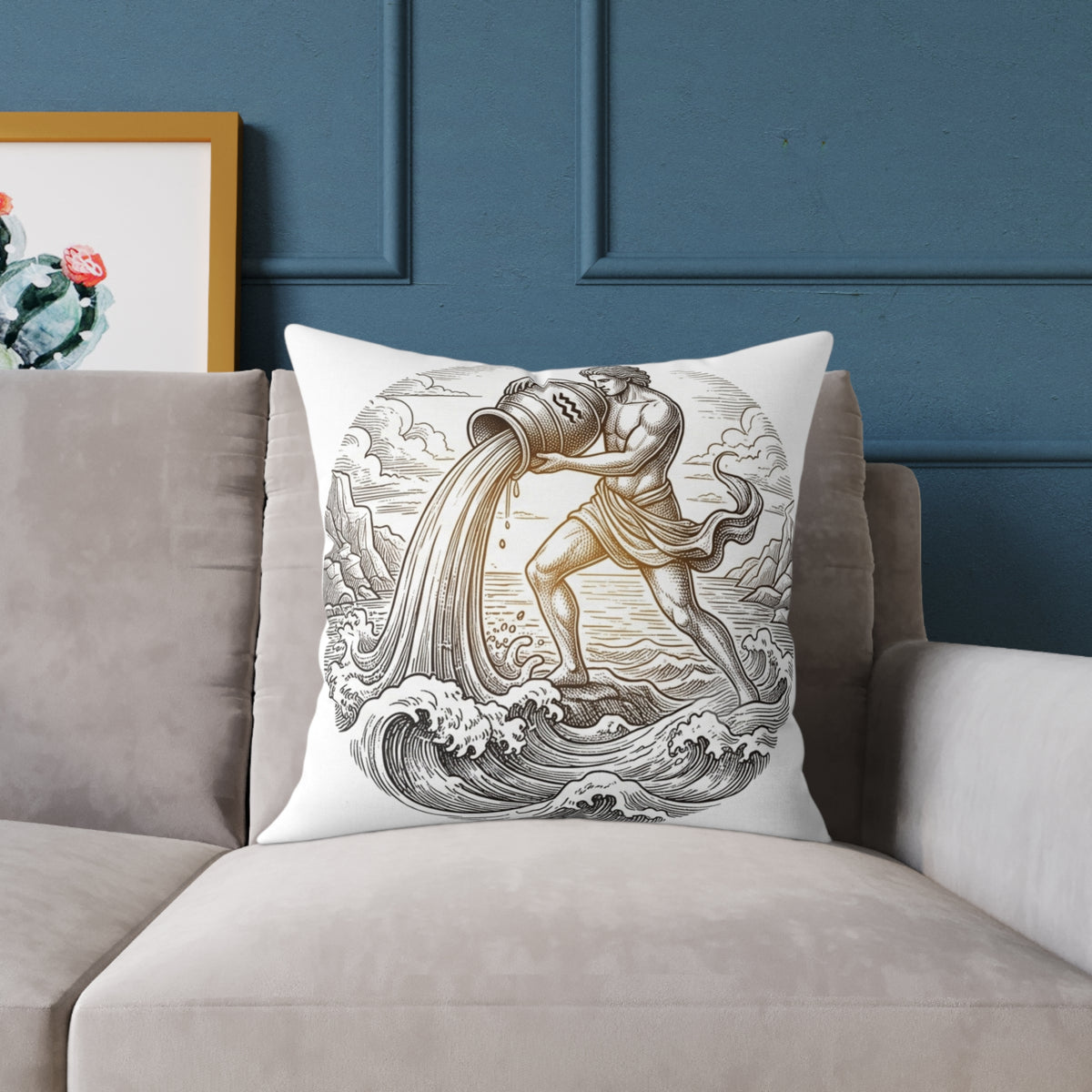 Aquarius Zodiac Pillow — Water-Bearer Astrology Throw Pillow