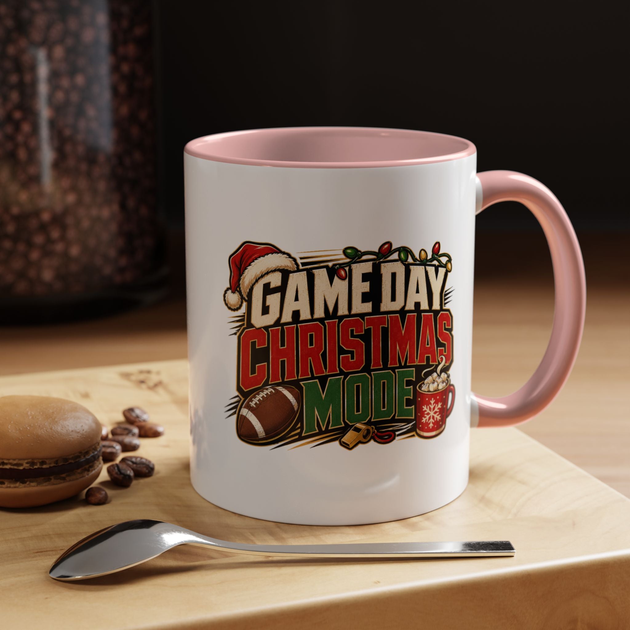 Modern Day Christmas Game Day Christmas Mode Coffee Mug - Holiday Football Mug (11/15oz)