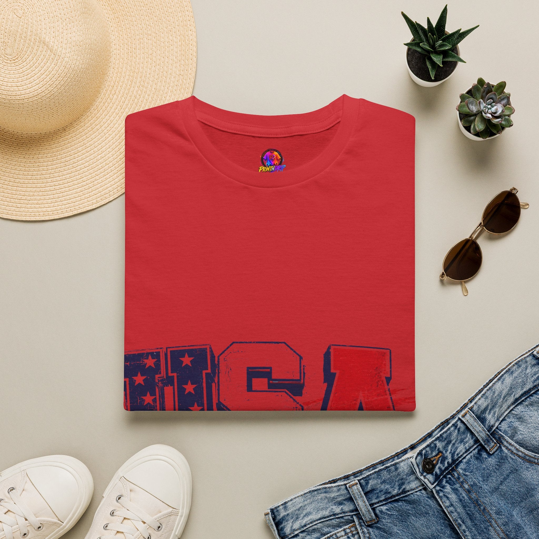 USA Flag Graphic T-Shirt — Patriotic Red White & Blue Tee