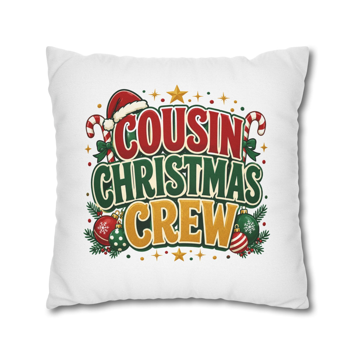 Cousin Christmas Crew Pillow Cover — Festive Holiday Decorative Throw Pillowcase