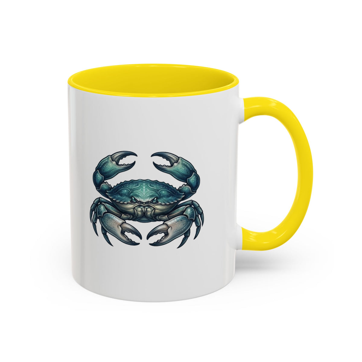 Cancer Zodiac Blue Crab Accent Coffee Mug — Nautical Beach Home Decor Gift