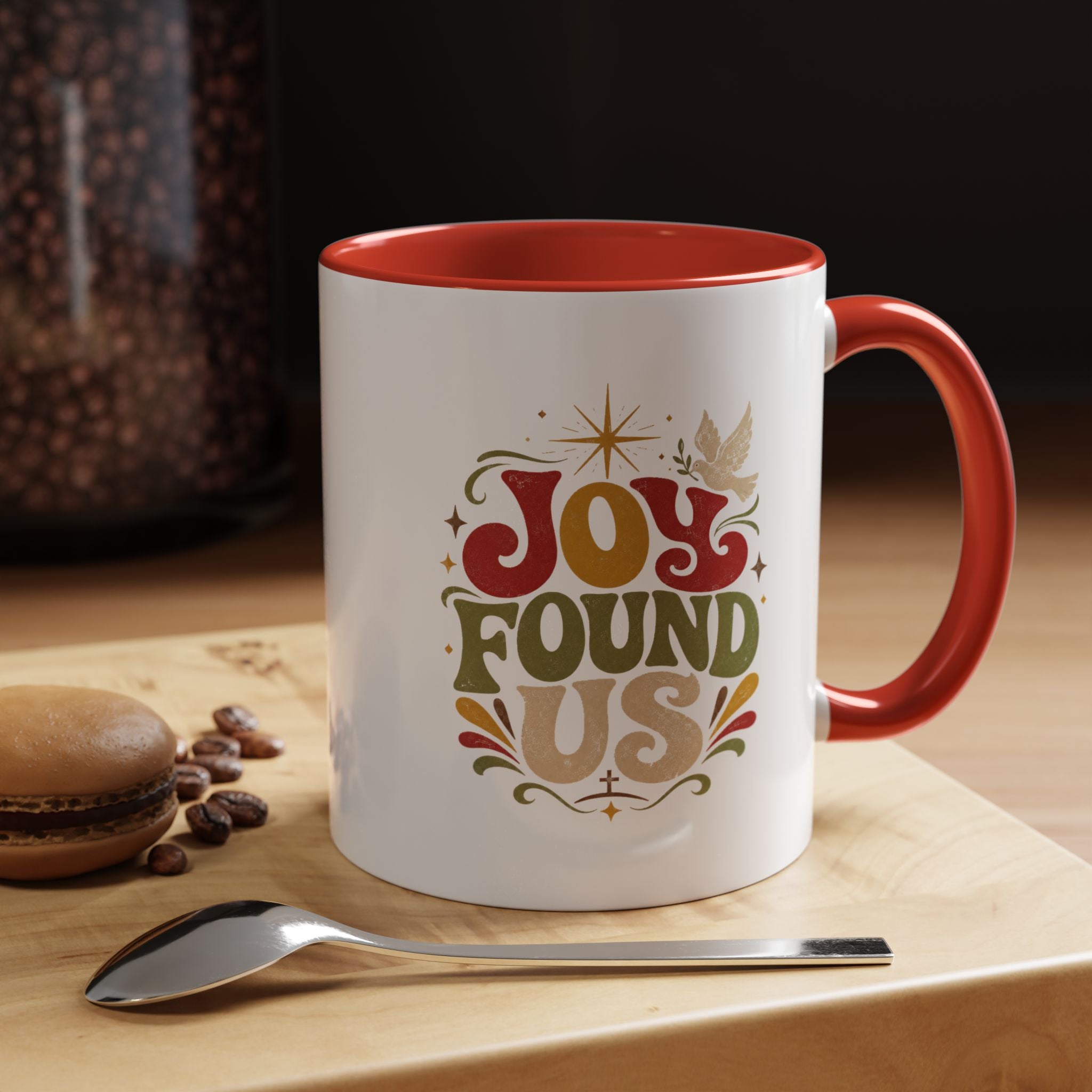 Christmas Joy Found Us Mug — Retro Holiday Coffee Cup