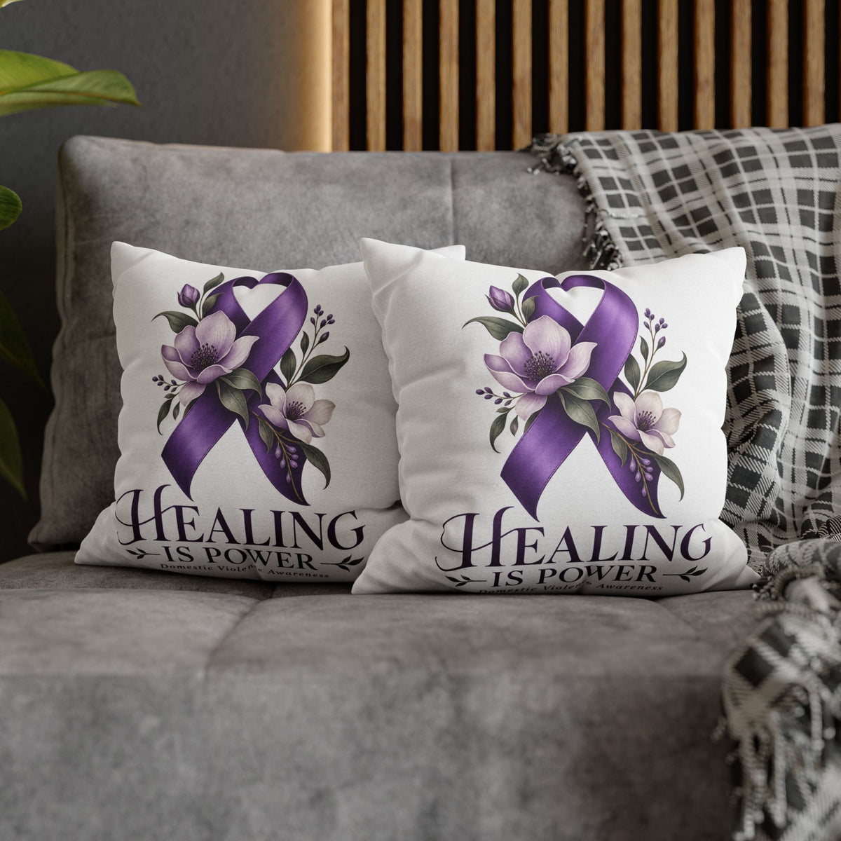 Domestic Violence Healing Is Power Purple Ribbon Pillow