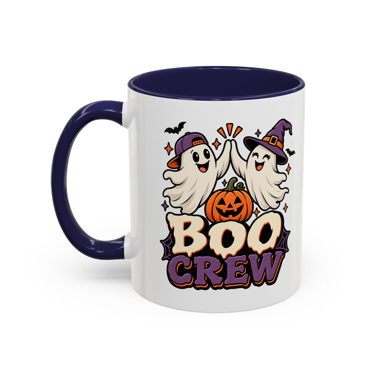 Boo Crew Halloween Accent Coffee Mug — Cute Ghosts & Jack-O'-Lantern Design (11/15 oz)