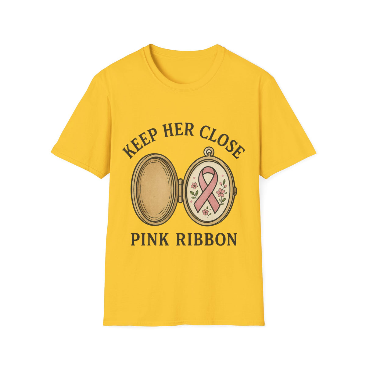 Keep Her Close Pink Ribbon Vintage Locket Graphic Tee - Trending Now - September 2026