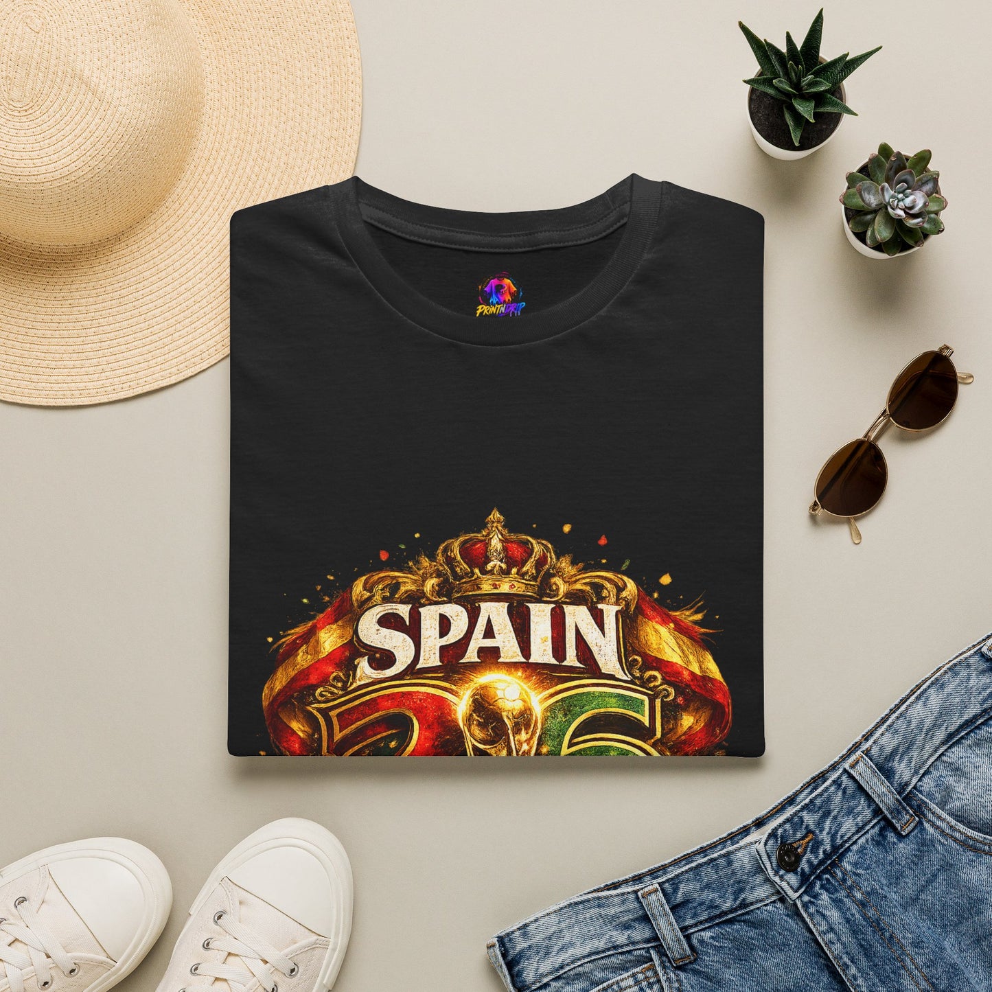 Spain 26 Graphic T-Shirt — Vintage Crowned Soccer Fan Tee