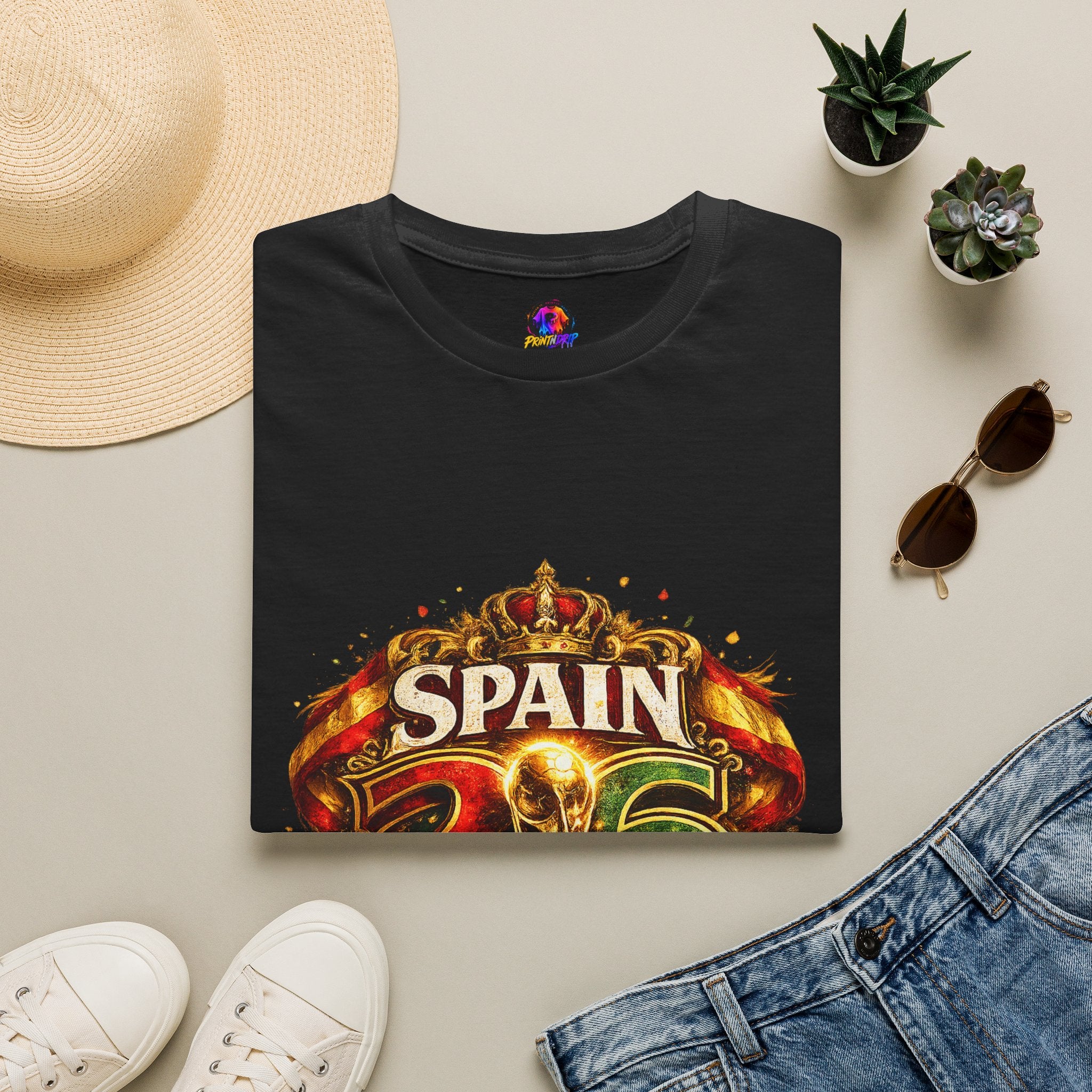 Spain 26 Graphic T-Shirt — Vintage Crowned Soccer Fan Tee