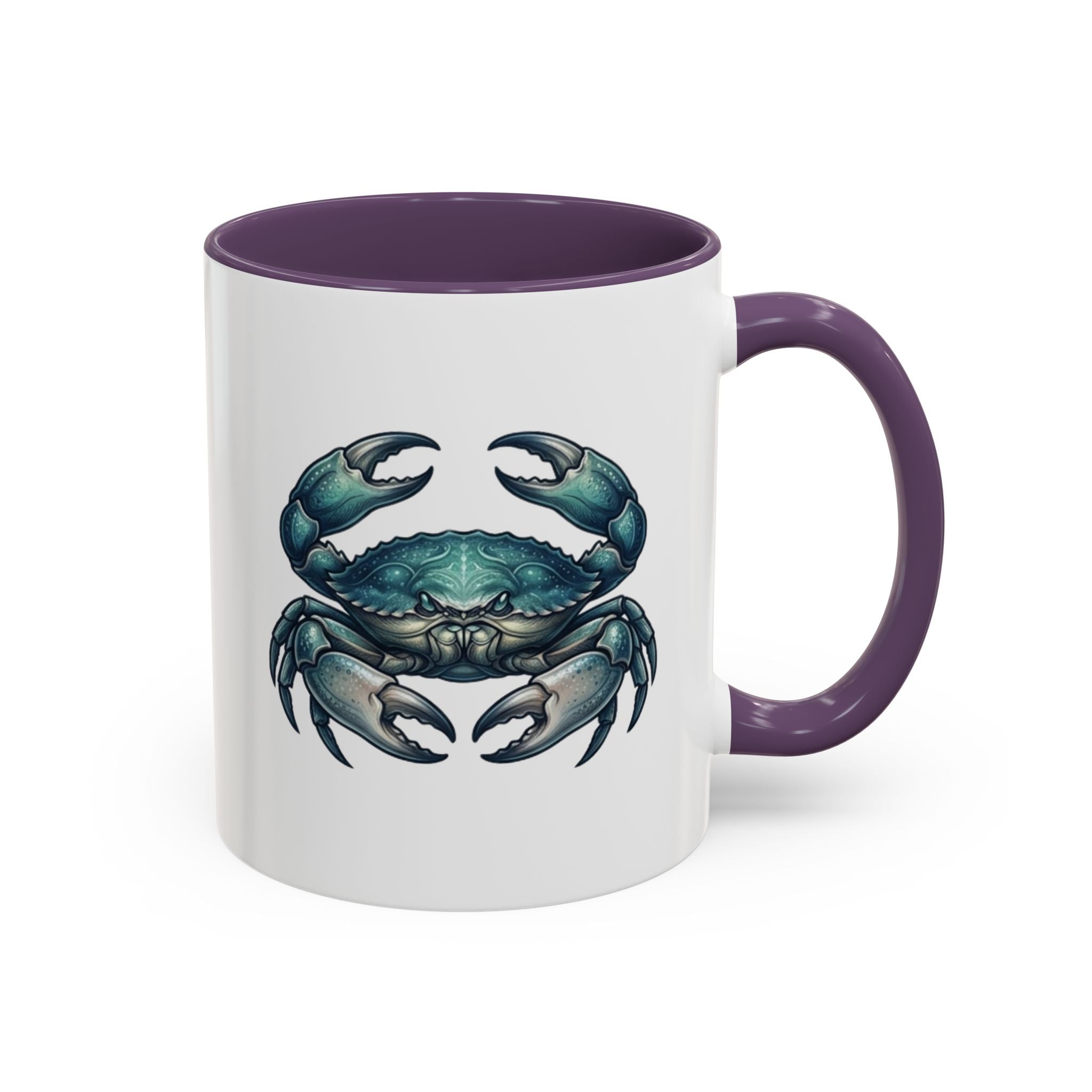 Crab Accent Coffee Mug – Blue Coastal Crab Artwork