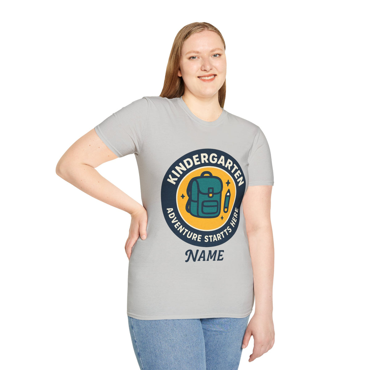 Kindergarten Teacher T‑Shirt – 'Kindergarten' Backpack Badge Design - Trending Now - August 2026