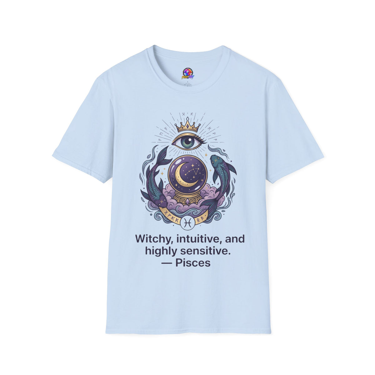 Pisces Mystic Eye T-Shirt — Witchy Astrology Moon & Crown Design