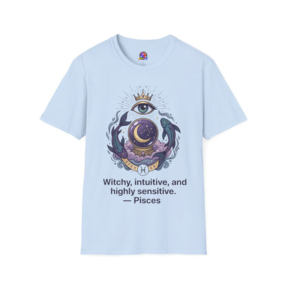 Pisces Mystic Eye T-Shirt — Witchy Astrology Moon & Crown Design