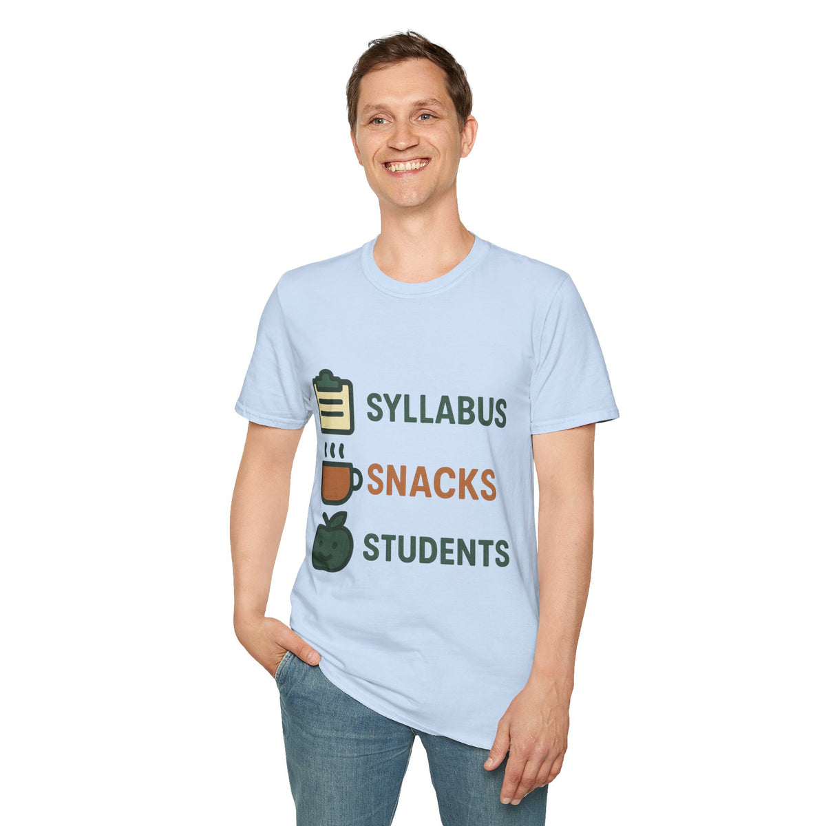 Syllabus Snacks Students Graphic Tee — Funny Teacher & Student Back-to-School T-Shirt - Trending Now - August 2026