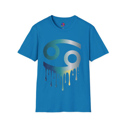 Cancer Zodiac T‑Shirt — Dripping Gradient Astrology Tee (Cancer Symbol)