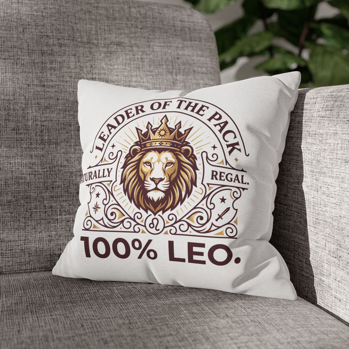 Leo Zodiac Leader Of The Pack Spun Polyester Square Pillowcase