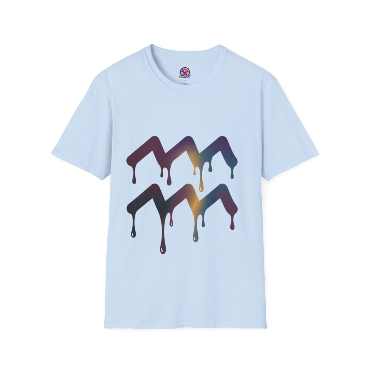 Aquarius Zodiac Dripping Chevron Graphic T-Shirt