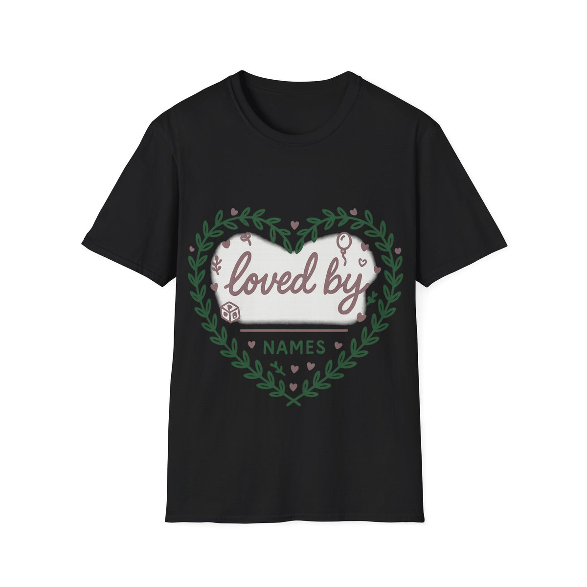 Loved By Custom Family Heart Wreath Tee - Cute Cottagecore Botanical Gift T-Shirt - Trending Now - September 2026