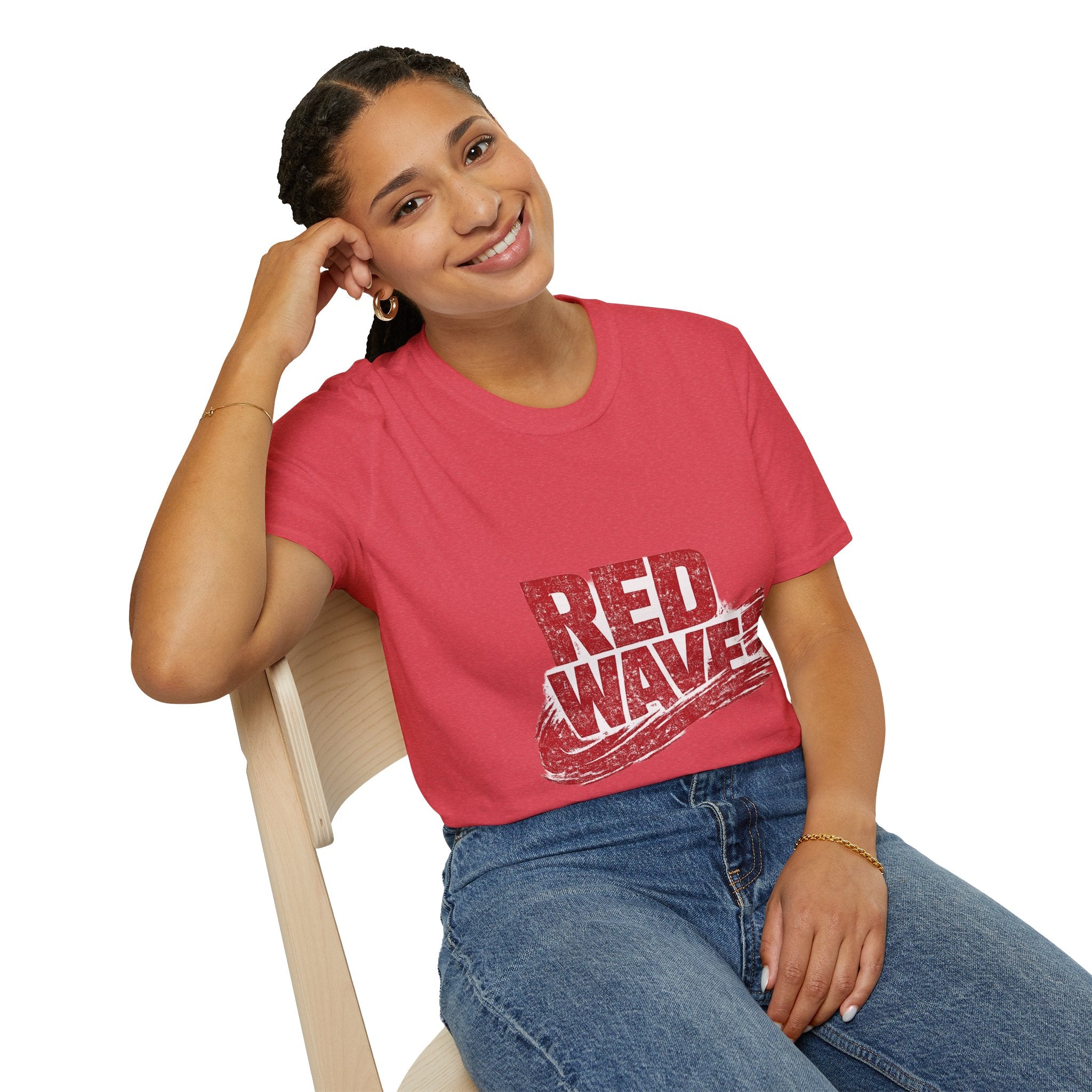 South Korea Red Wave Graphic T‑Shirt — Vintage Distressed Logo Tee