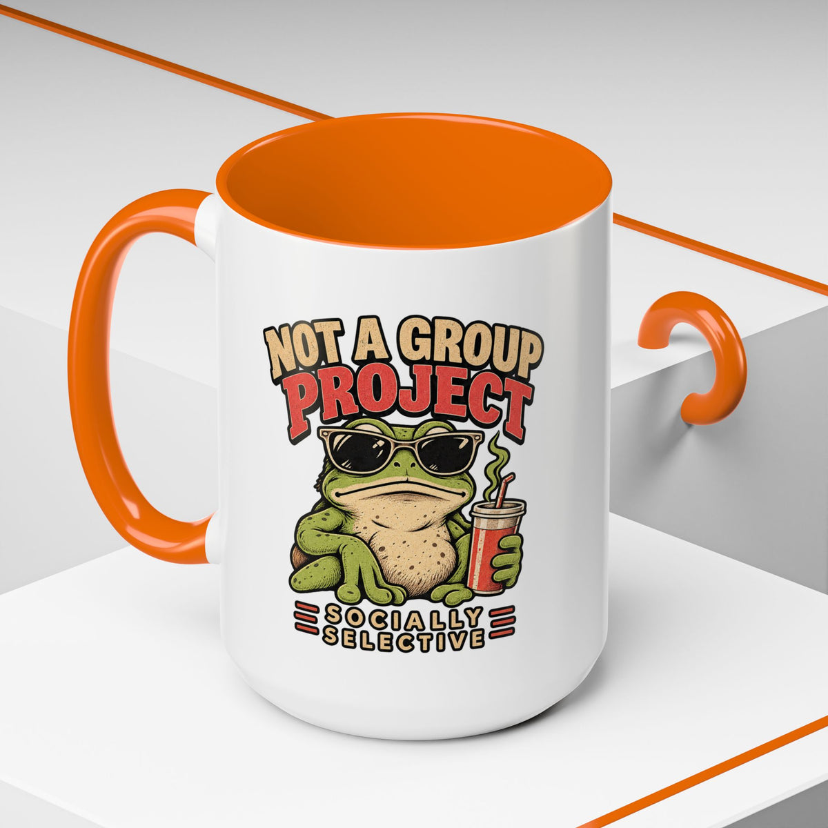 Funny And Witty "Not A Group Project" Accent Coffee Mug (11, 15oz)