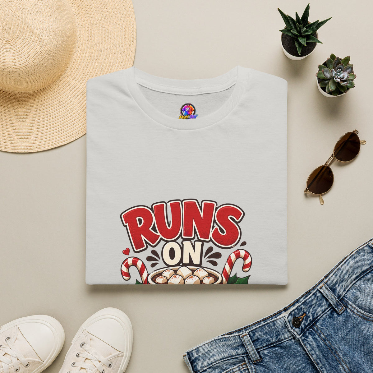 T-Shirt — Runs On Cocoa Holiday Graphic Tee