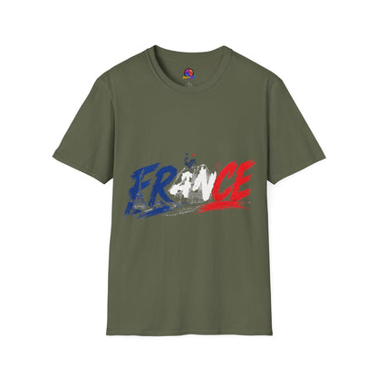 France Brushstroke Graphic T-Shirt — Tricolor Soccer/Travel Fan Tee