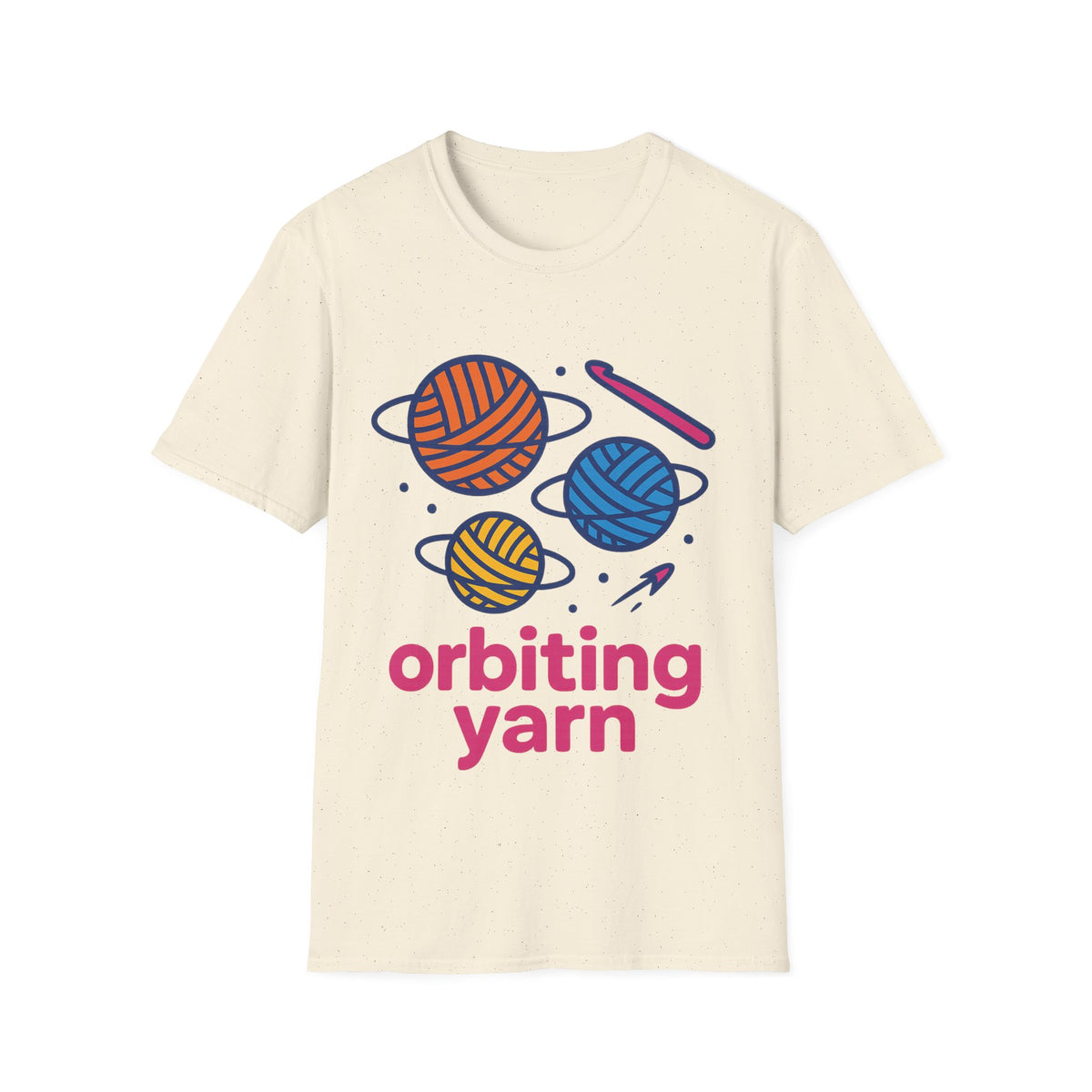 "Orbiting Yarn" Space Galaxy Crochet Graphic Tee - Funny Knitting Crafter White T-Shirt - Trending Now - September 2026
