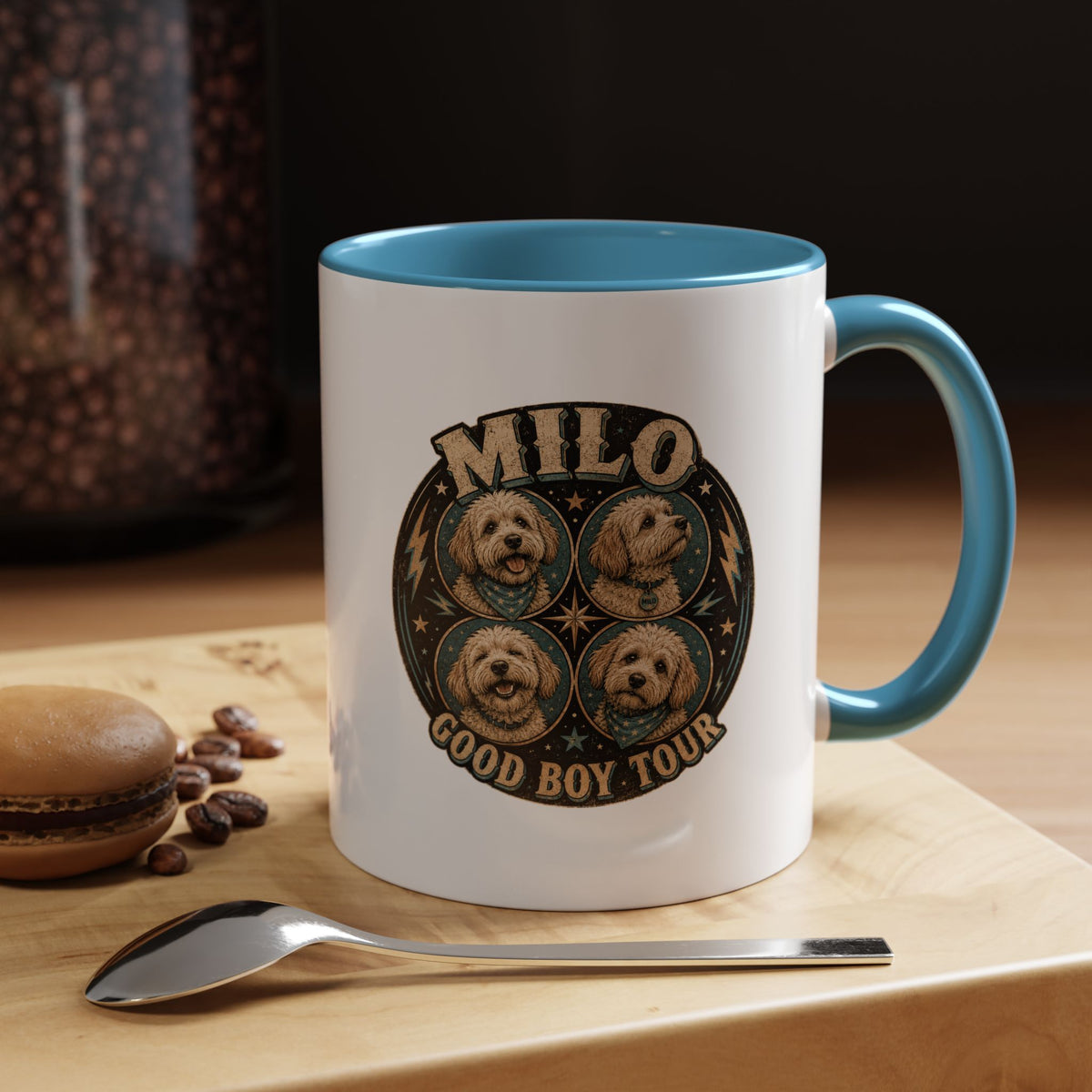 Milo Bailey Dog Dad Mom Milo "Good Boy Tour" Accent Coffee Mug —  Cute Dog Portraits