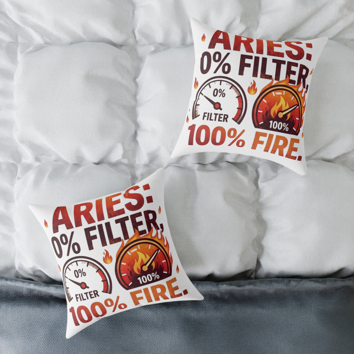 Aries 0% Filter 100% Fire Square Poly Canvas Pillow