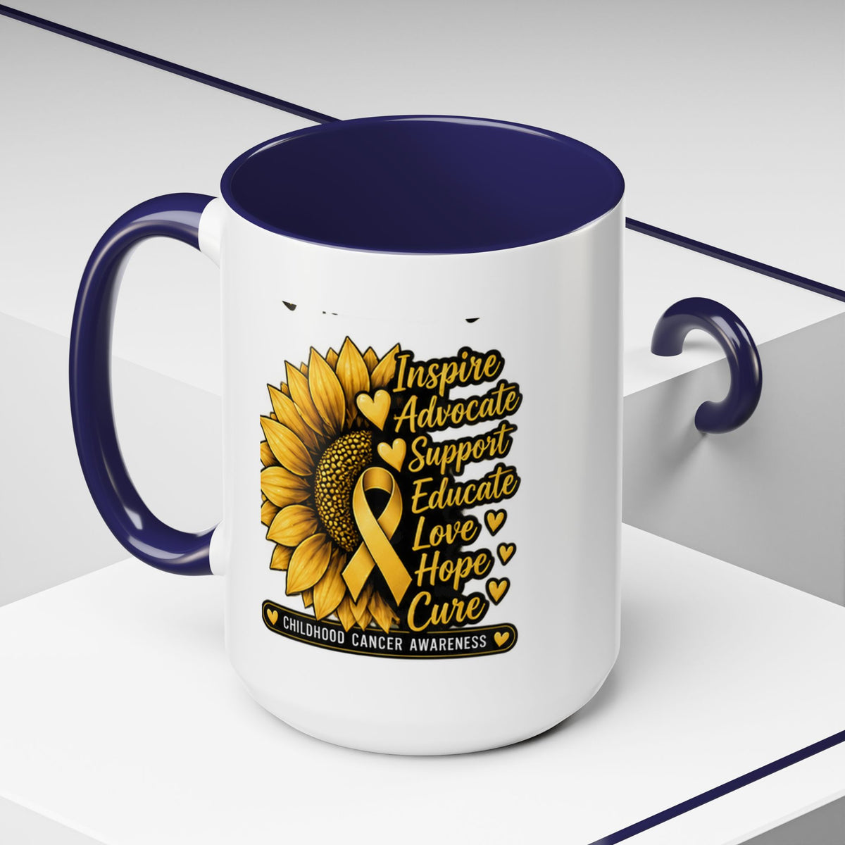 Childhood Cancer Awareness Sunflower Accent Coffee Mug (11/15oz)