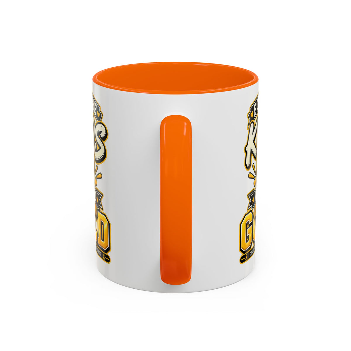 For The Kids We Go Gold Accent Coffee Mug — Childhood Cancer Awareness 11/15oz