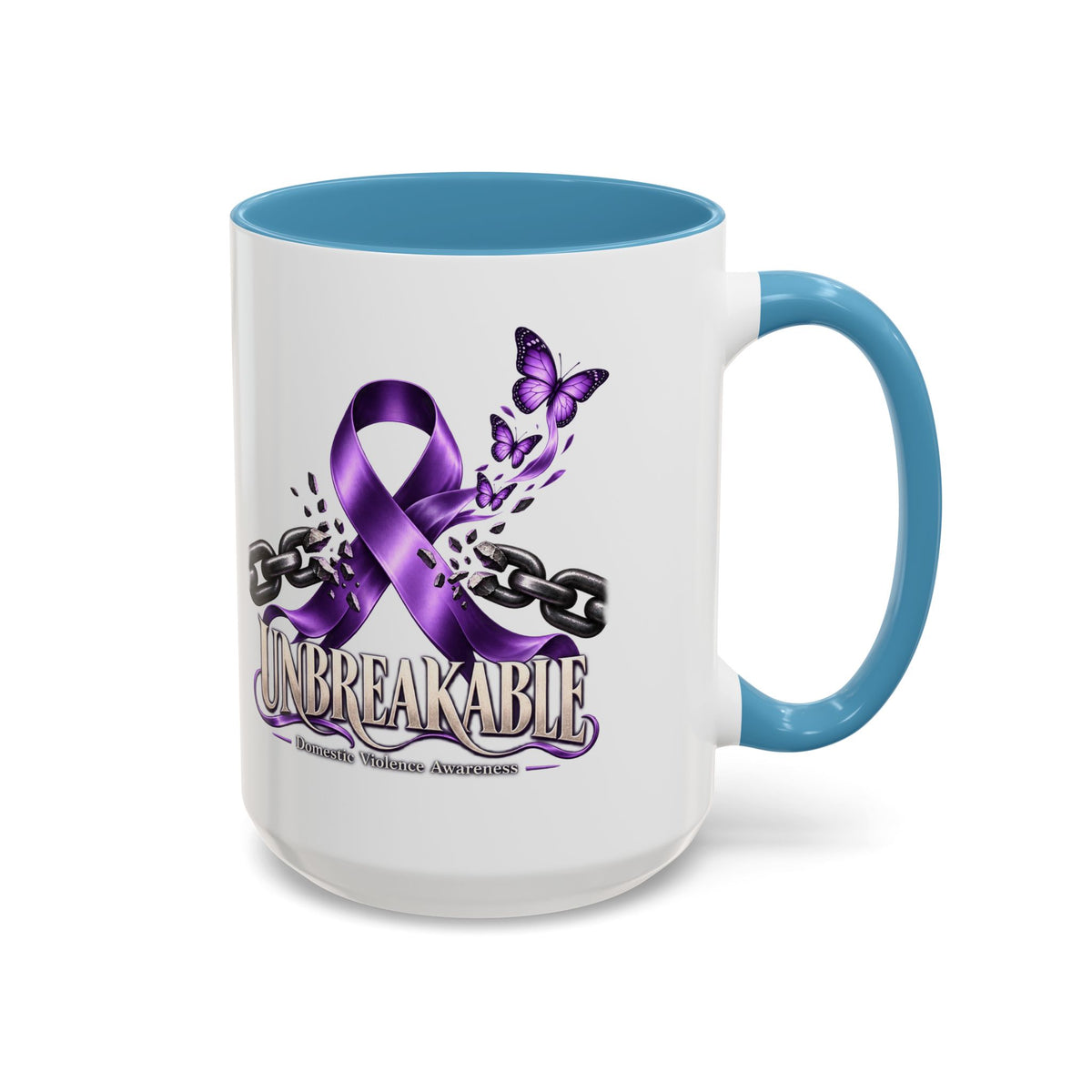 Unbreakable Purple Ribbon Coffee Mug —Domestic Violence Awareness Support Accent Mug