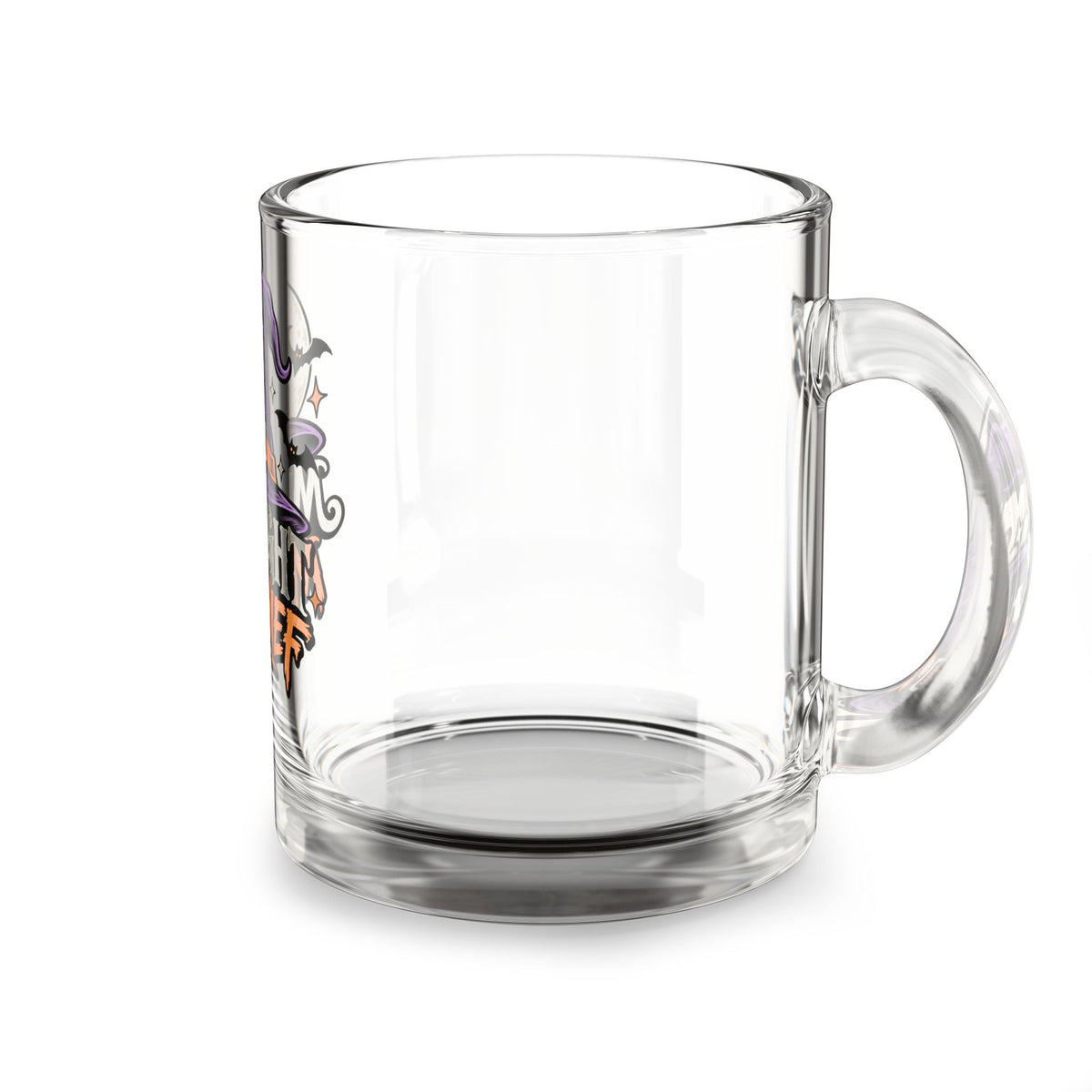 Midnight Mischief Halloween Glass Mug — 10oz Witch Hat & Bats Coffee Cup