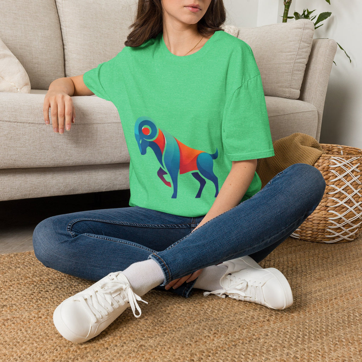 Aries Zodiac  Colorful Ram T-Shirt — Abstract Multicolor Aries Graphic Tee