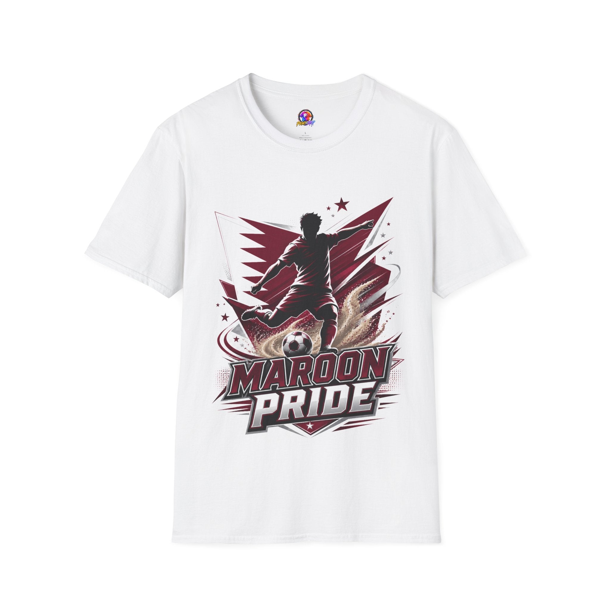 Qatar Maroon Pride Soccer T-Shirt — Silhouette Player Graphic Tee