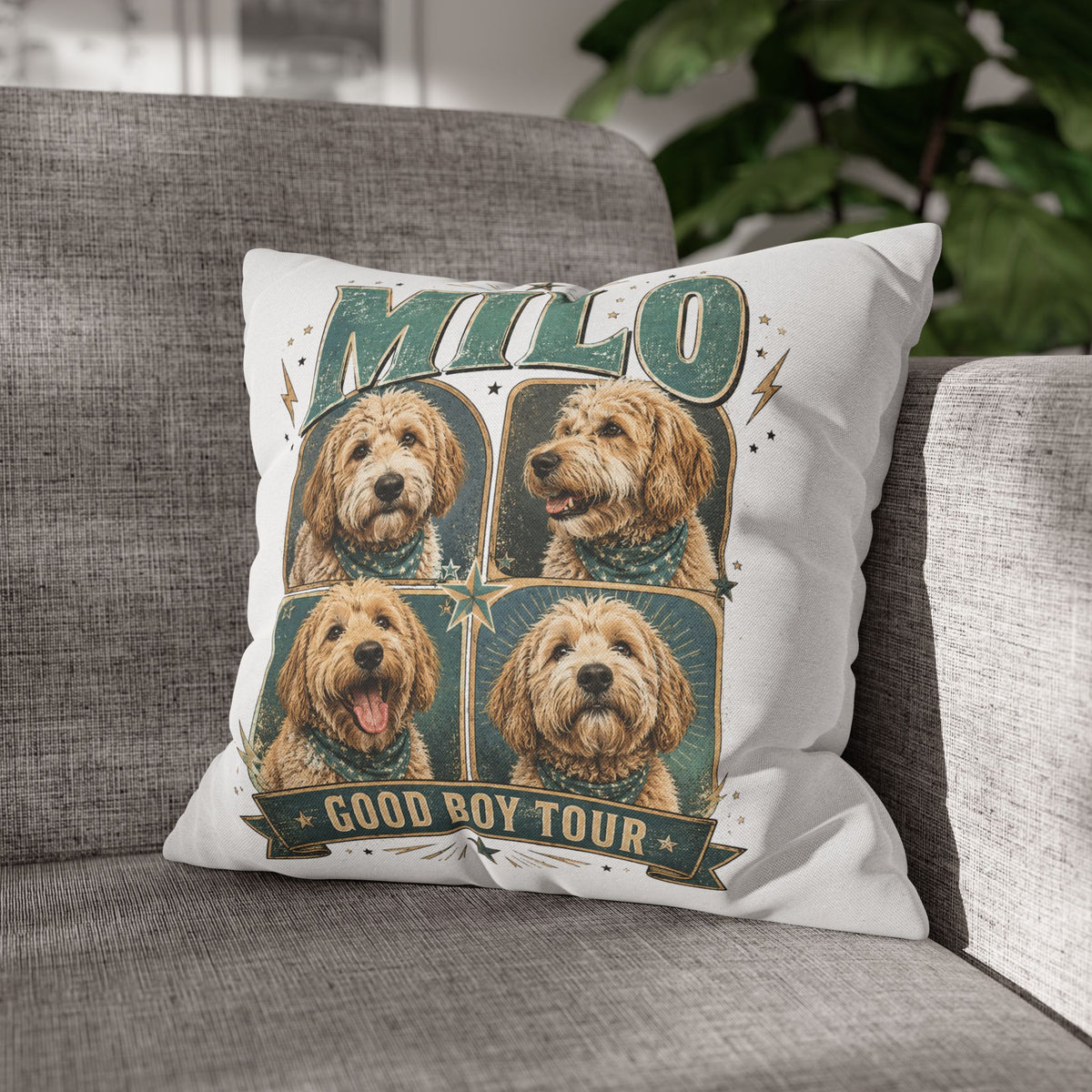 Milo "Good Boy Tour" Dog Photo Pillowcase Milo Bailey Dog Dad Mom