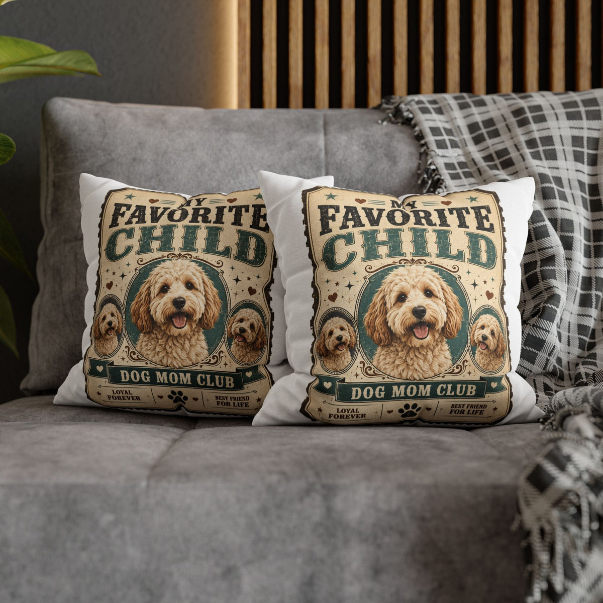 My Favorite Child Dog Mom Club Pillowcase Milo Bailey Dog Dad Mom – Cute Doodle Pet Throw Pillow