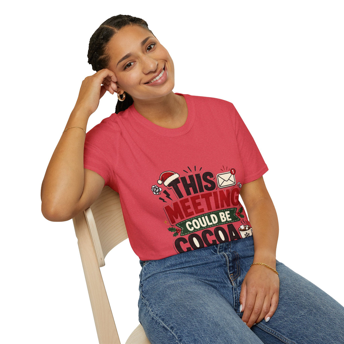 T-Shirt — "This Meeting Could Be Cocoa" Christmas Holiday Graphic Tee