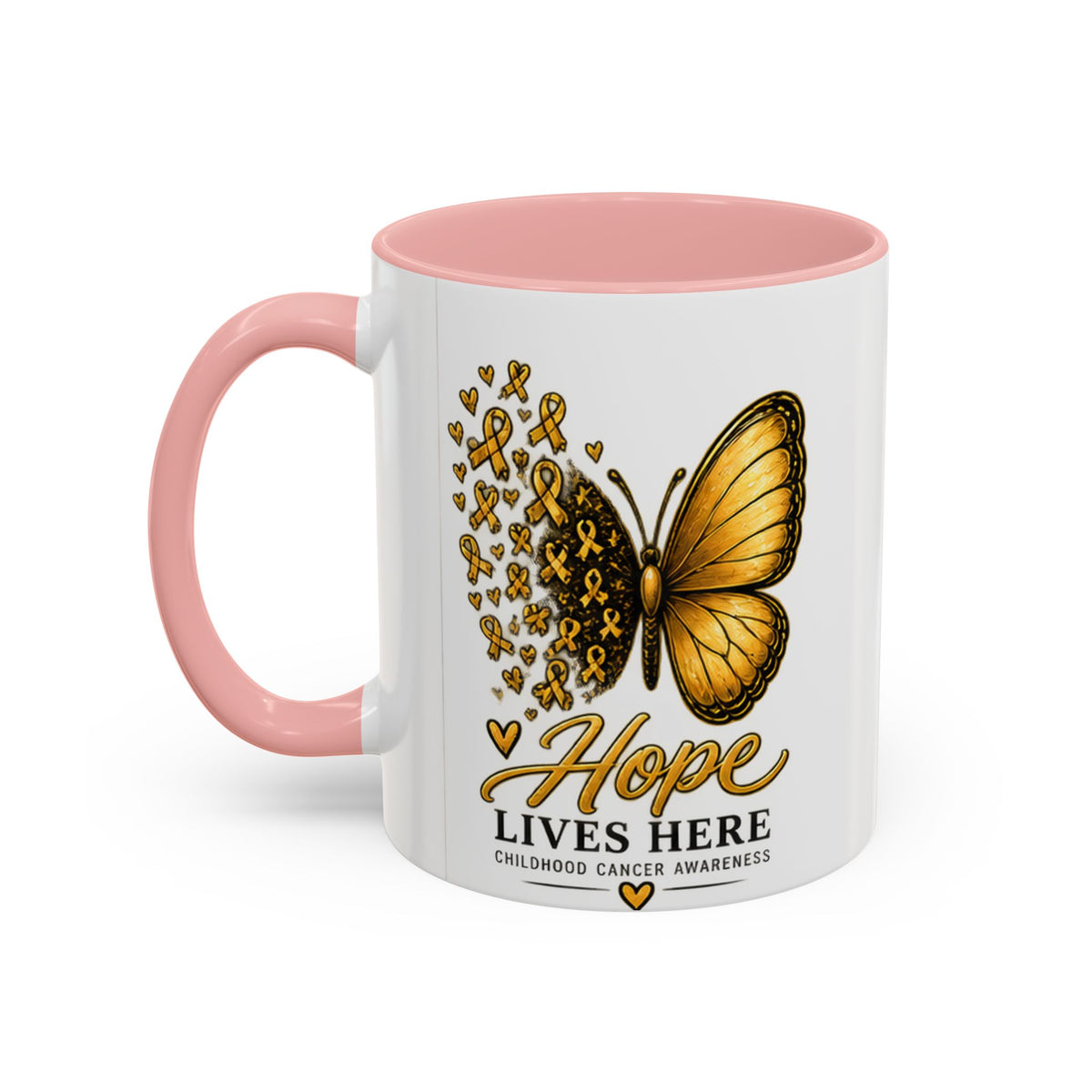 Hope Lives Here Childhood Cancer Awareness Accent Coffee Mug