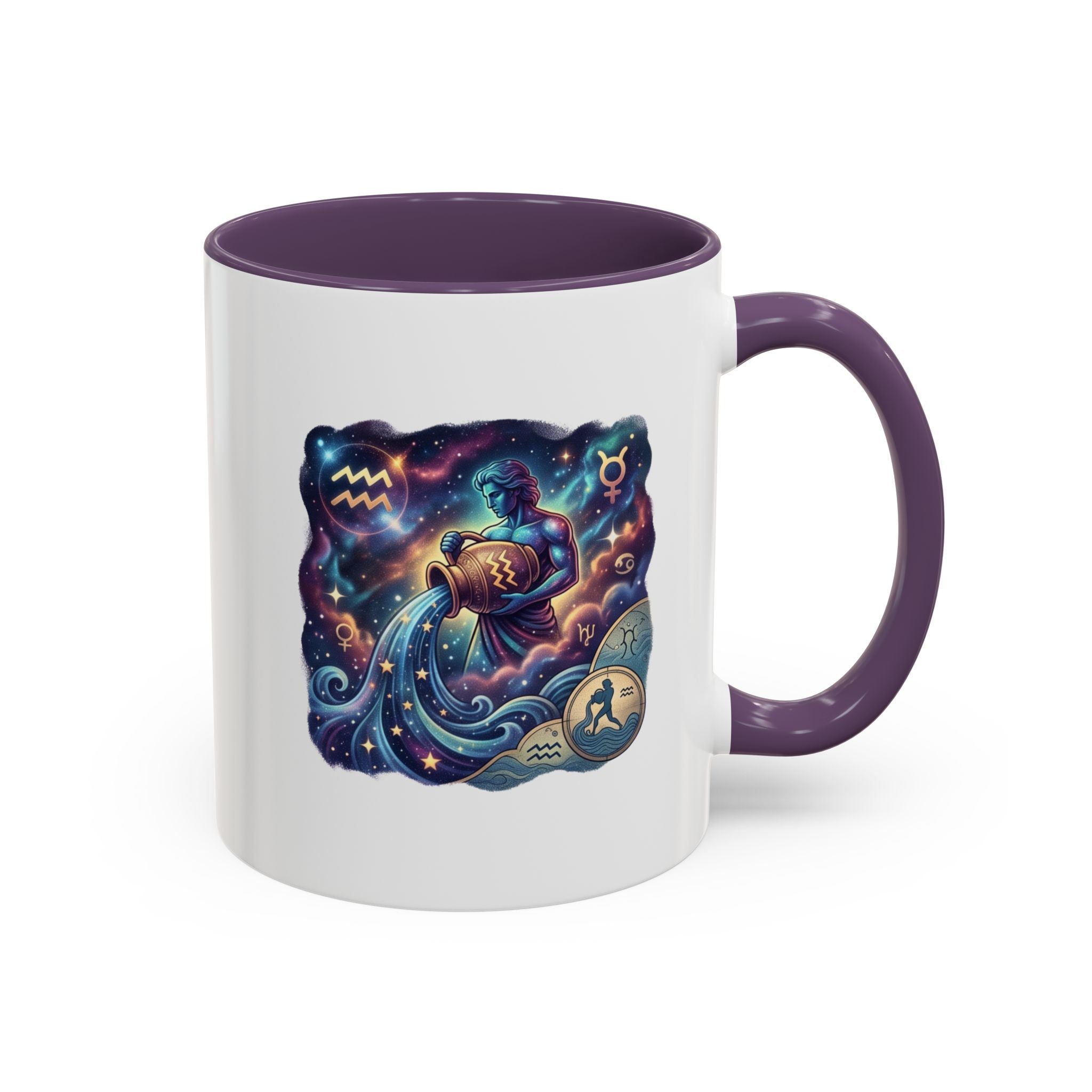 Aquarius Zodiac Coffee Mug — Celestial Water Bearer Accent Mug