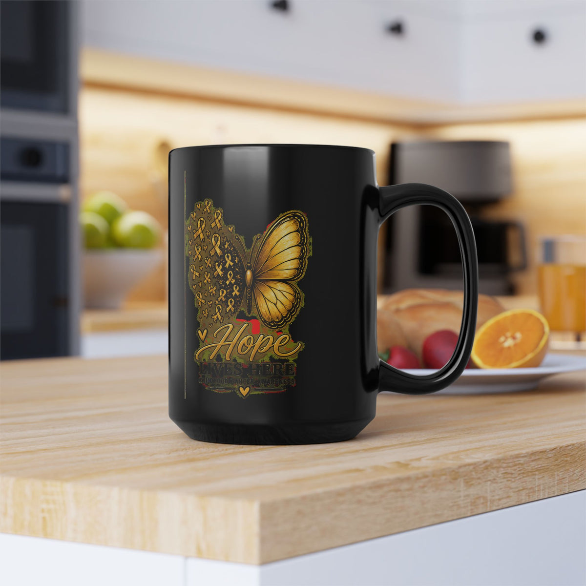 Childhood Cancer Awareness Hope Butterfly Black Mug