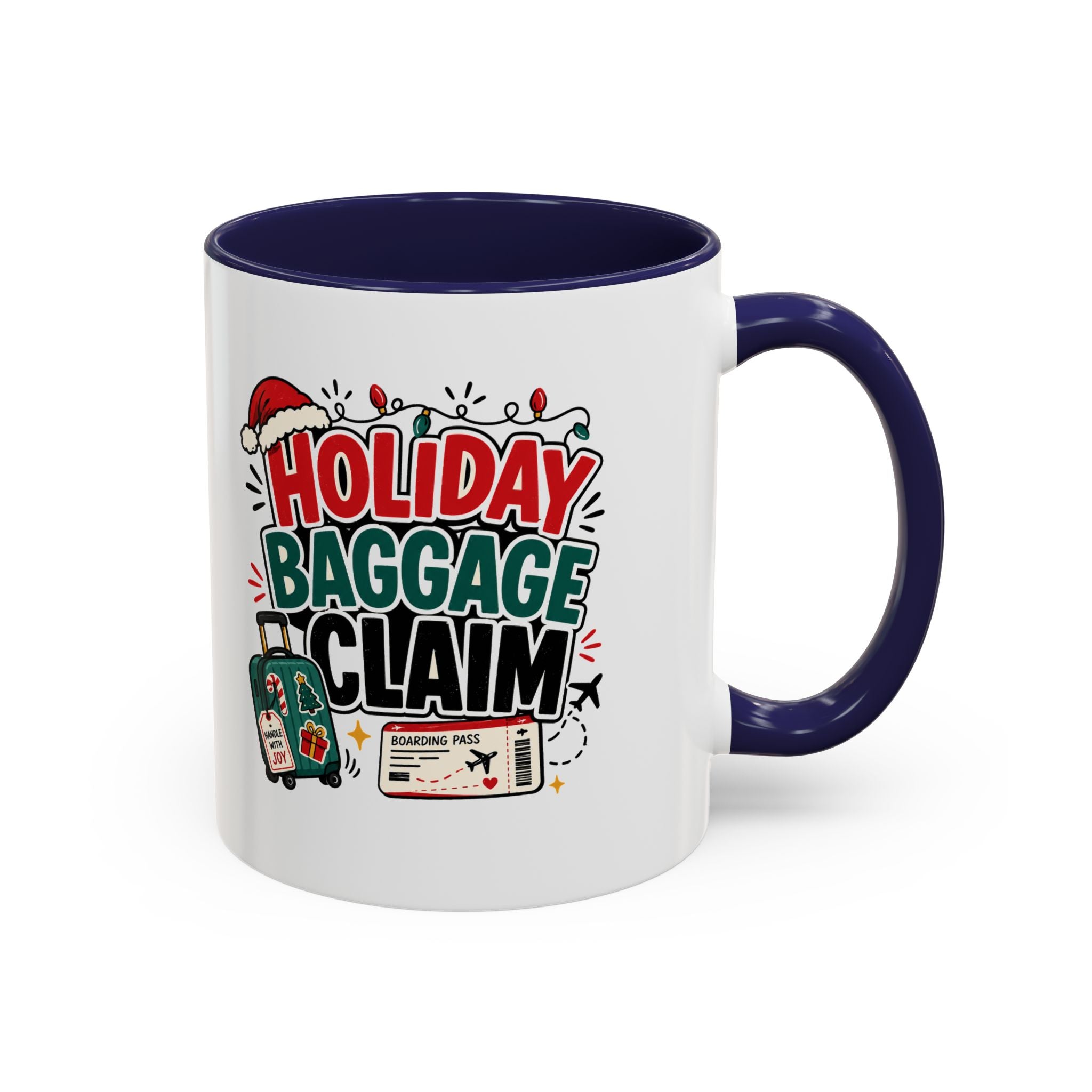 Modern Day Christmas Holiday Baggage Claim Coffee Mug — Funny Christmas Travel Gift (11/15oz)