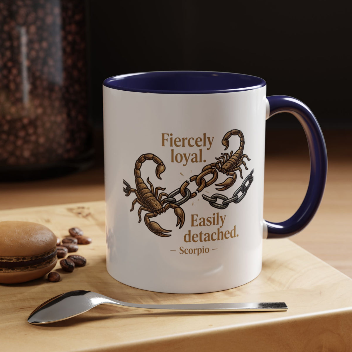 Scorpio Mug — "Fiercely Loyal. Easily Detached." Zodiac Coffee Cup