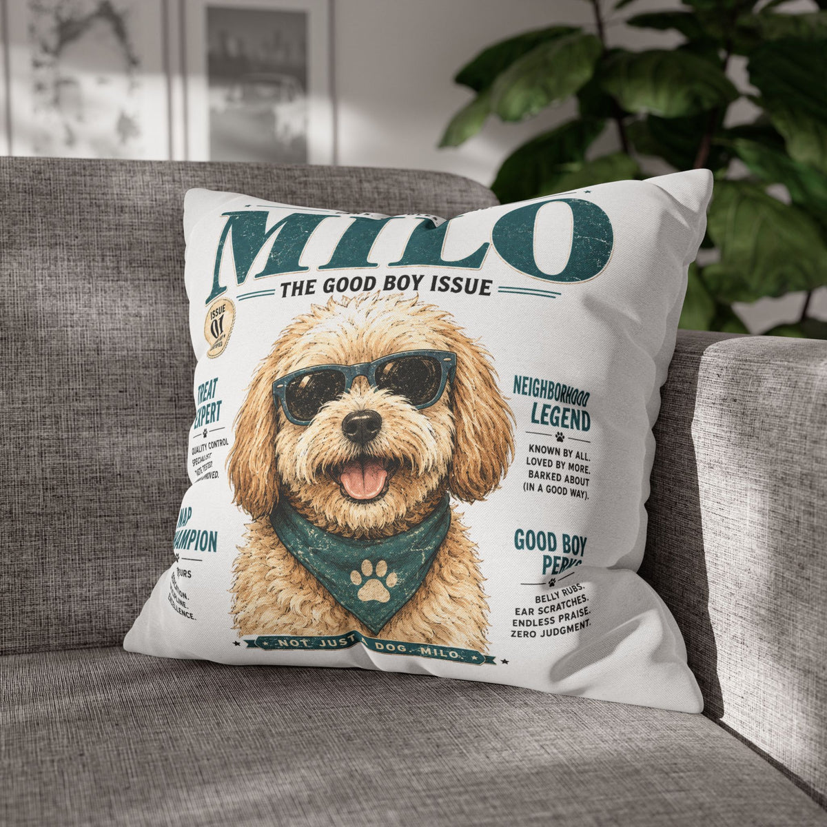 Milo 'The Good Boy Issue' Decorative Pillowcase Milo Bailey Dog Dad Mom
