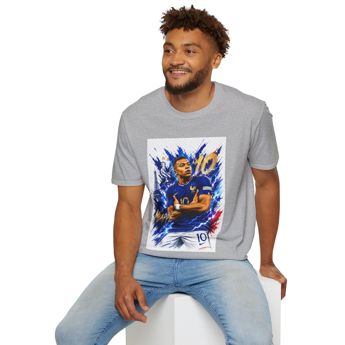 France Mbappé Soccer T-Shirt — #10 Blue Action Portrait Tee