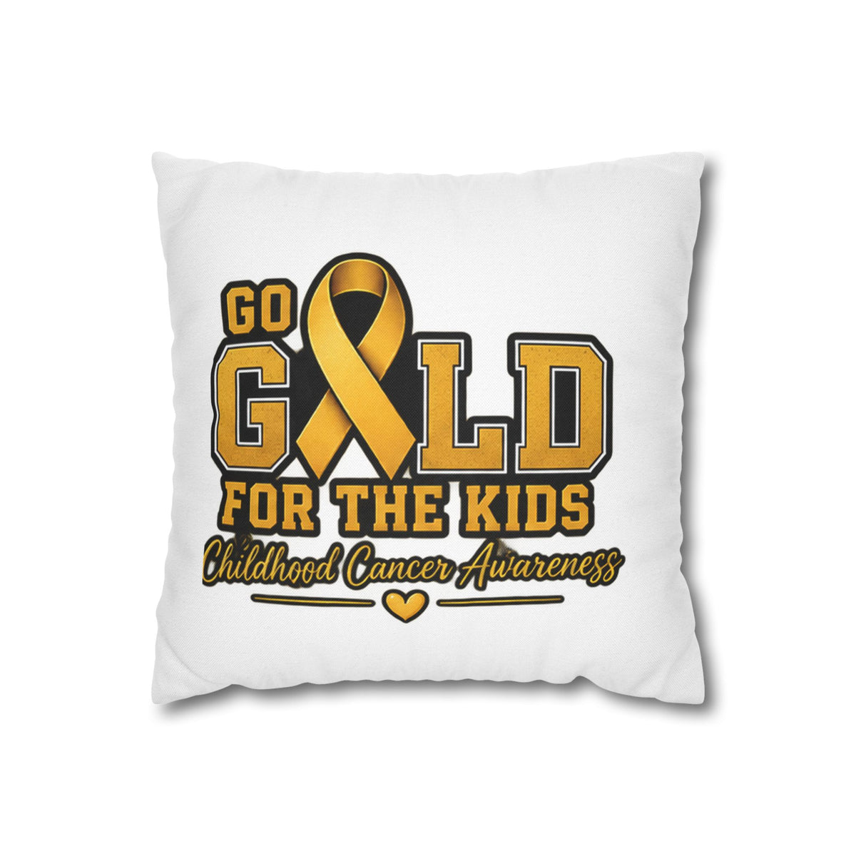 Childhood Cancer Awareness Pillow - "Go Gold For The Kids" Square Throw Pillowcase