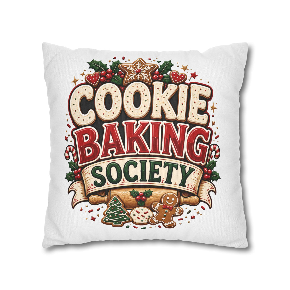 Christmas Cookie Baking Squad Pillowcase — Holiday Decorative Throw Pillow Cover