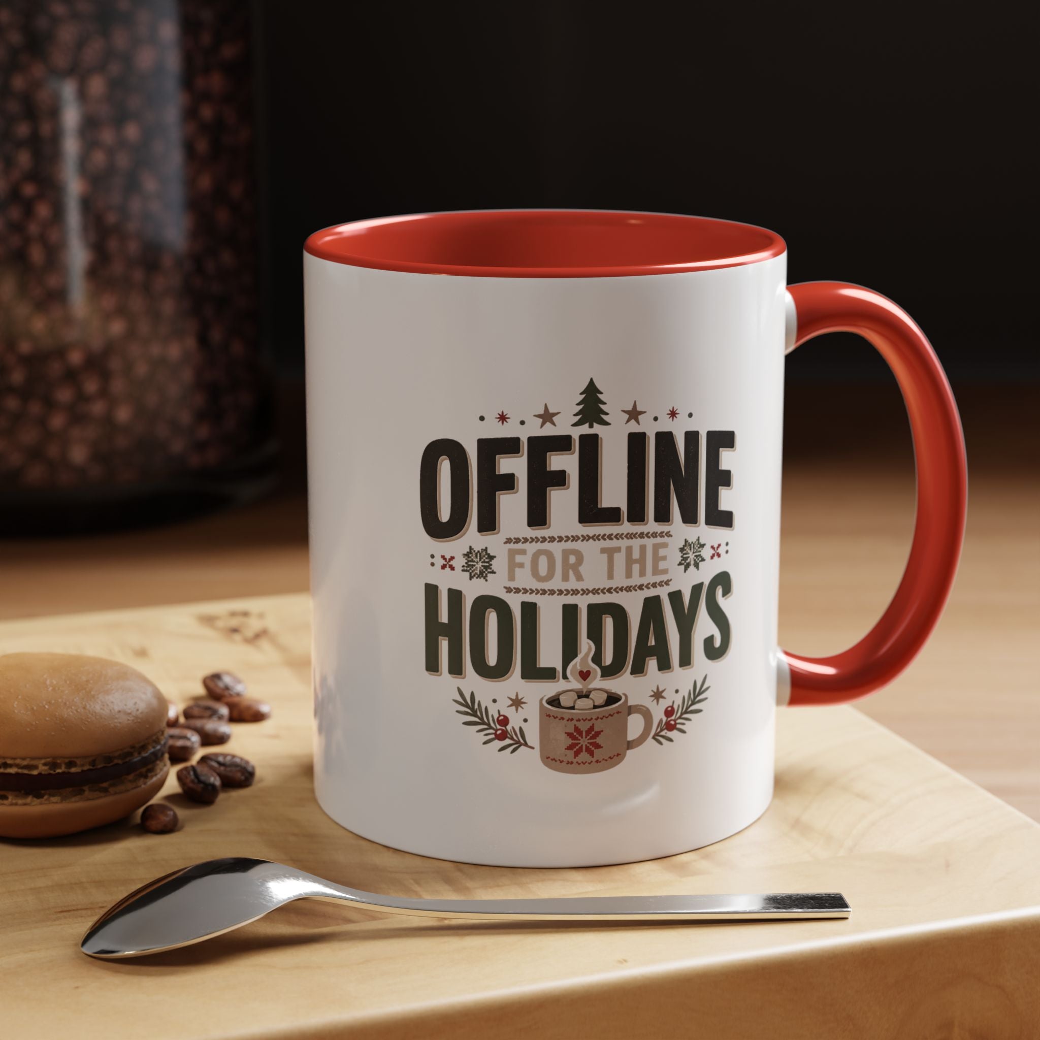 Christmas Holiday Coffee Mug — “Offline for the Holidays” Accent Ceramic Mug